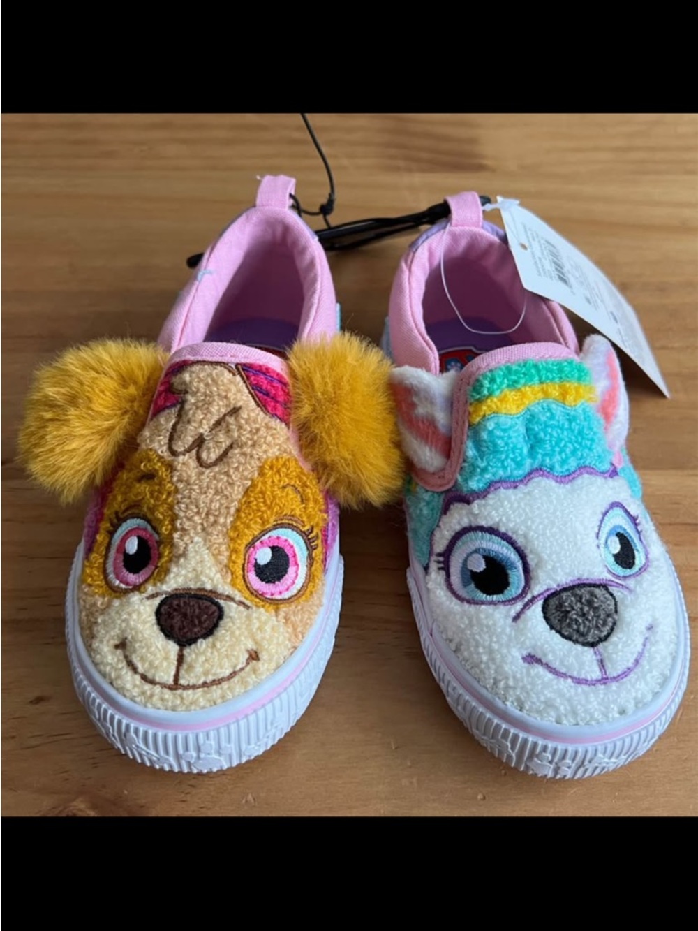 Paw Patrol Girls Pink Plush Character Slip-On Sneakers